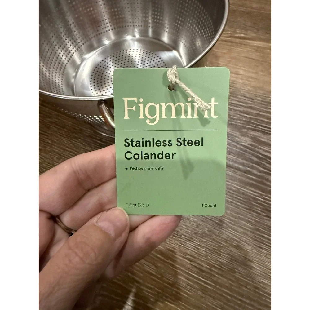 Set 2 Figmint Stainless Steel Colander 3.5 Quart Silver Kitchen Strainer Handles